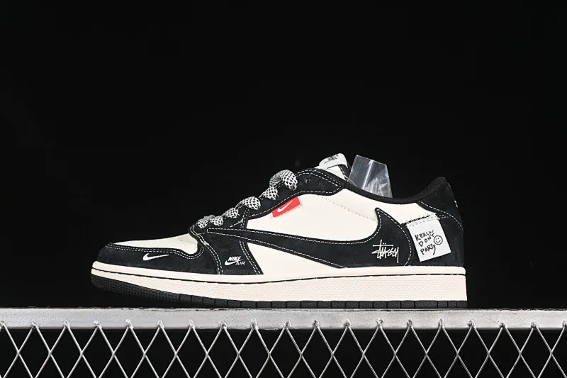 All categories Air Jordan Jordan series basketball shoes Air Jordan 1 Low high-end customized low-top sneakers Travis Scott x Fragment Design x Air Jordan 1 Low OG SP AJ1 Joe 1 Stussy co-branded black and white fabric low-top cultural casual sneakers YX5066-299